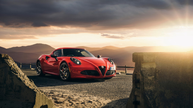 Red sports car mountain sunset #2 free wallpaper for desktop - medium preview image