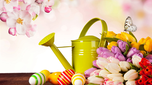 Watering can flowers easter eggs #2 free wallpaper for desktop - medium preview image