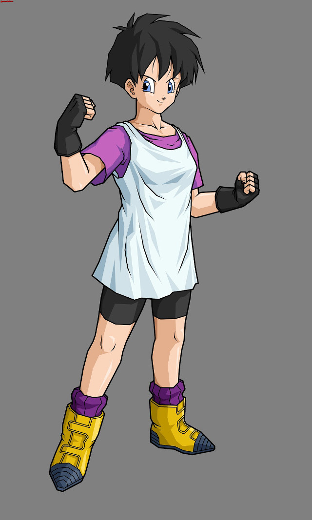 Cartoon girl blackhair blueshirt purple free wallpaper for mobile - medium preview image