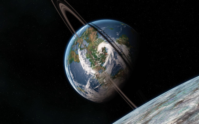 Planet ring star background matte free wallpaper for desktop - medium preview image