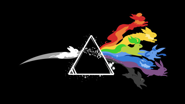 Triangle rainbow bird flying black free wallpaper for desktop - medium preview image