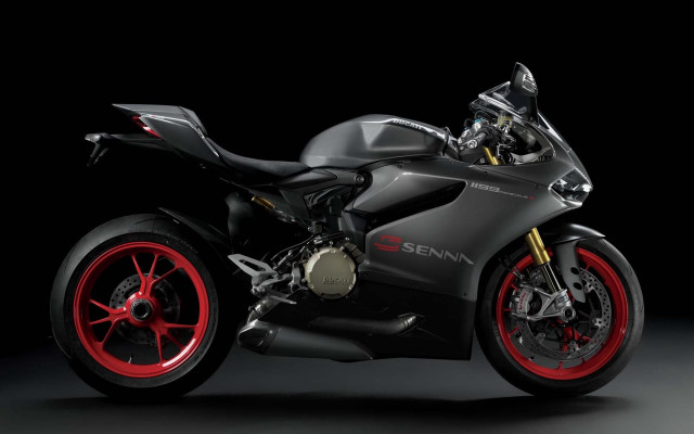 Black motorcycle red rims photorealism #2 free wallpaper for desktop - medium preview image