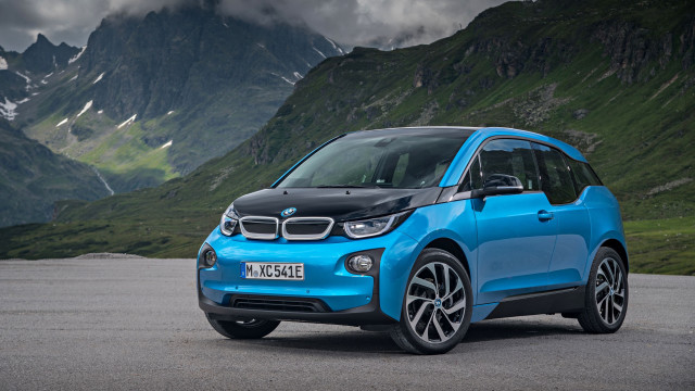 Blue bmw i3 mountain cloudy free wallpaper for desktop - medium preview image