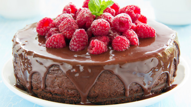 Chocolate cake raspberries coffee rococo free wallpaper for desktop - medium preview image