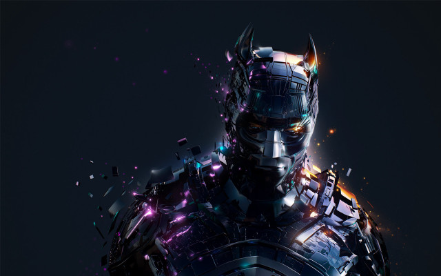 Futuristic robot lights glowing cyberpunk free wallpaper for desktop - medium preview image