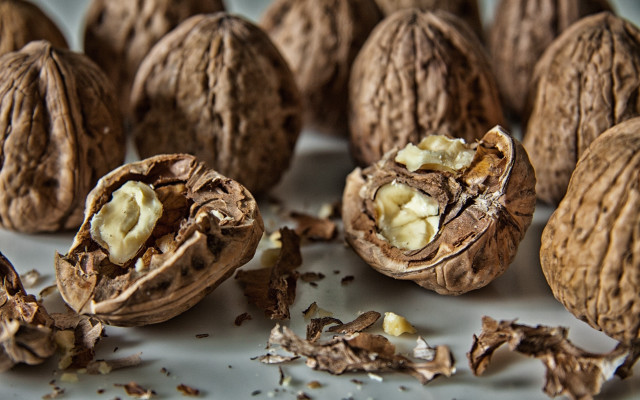 Nuts broken open food debris free wallpaper for desktop - medium preview image