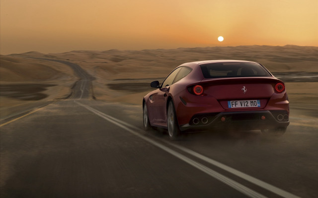 Red sports car desert road #16 free wallpaper for desktop - medium preview image