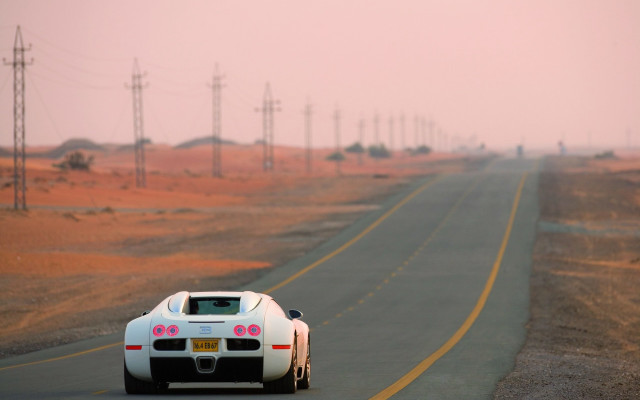 White sports car desert pink free wallpaper for desktop - medium preview image