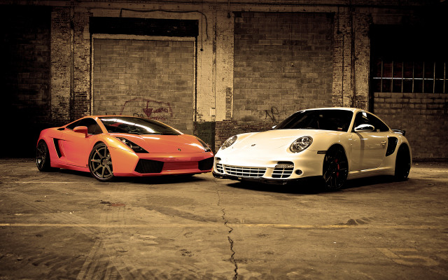 Cars parking lot brick graffiti free wallpaper for desktop - medium preview image