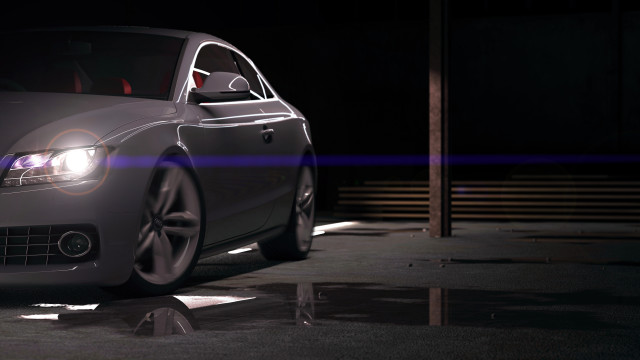 Car night parking headlights blue free wallpaper for desktop - medium preview image