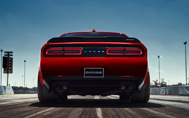 Red dodge car back road free wallpaper for desktop - medium preview image