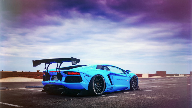 Blue sports car parking lot #10 free wallpaper for desktop - medium preview image