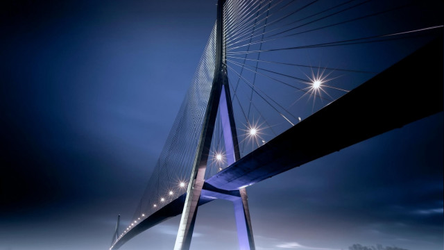 Tall bridge night lights skyline free wallpaper for desktop - medium preview image