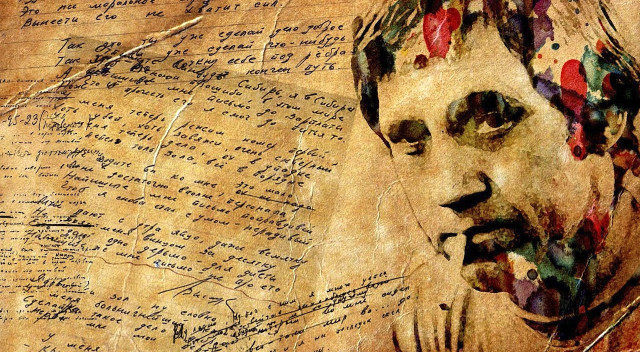 Man beard flowers head handwritten free wallpaper for desktop - medium preview image