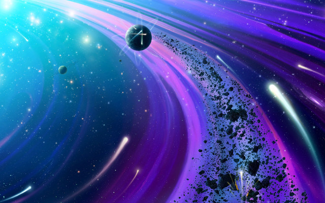 Space planet star purple blue free wallpaper for desktop - medium preview image