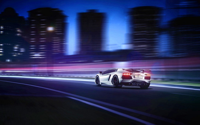 White sports car night city #10 free wallpaper for desktop - medium preview image