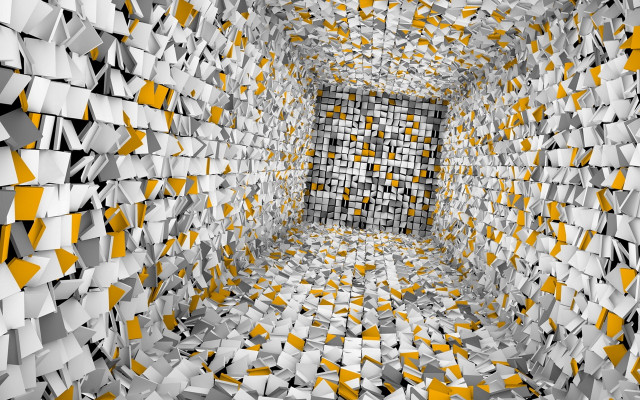 Large abstract cubes door illusion free wallpaper for desktop - medium preview image