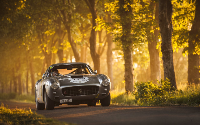Vintage sports car woods sunset free wallpaper for desktop - medium preview image