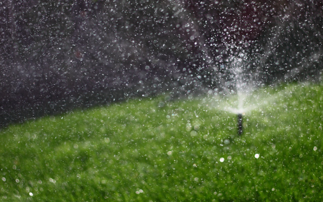 Sprinkler green lawn rain red free wallpaper for desktop - medium preview image