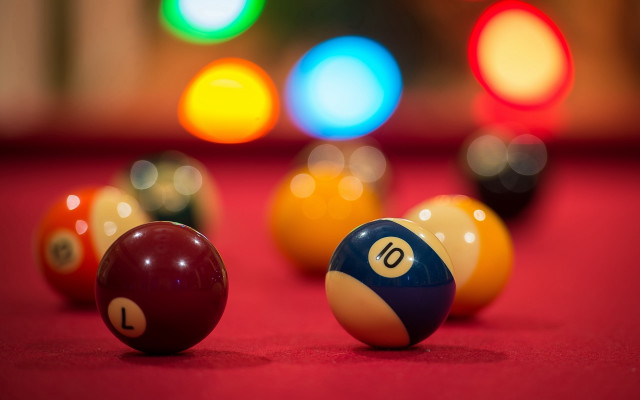 Pool table neon balls bokeh free wallpaper for desktop - medium preview image