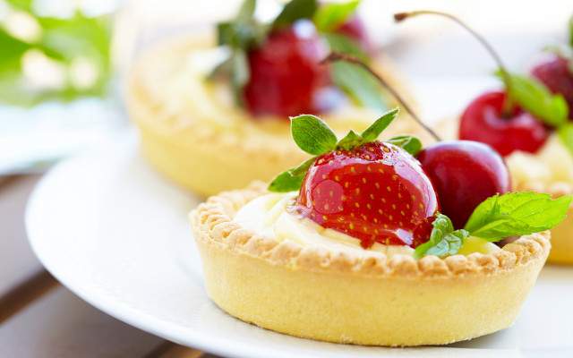 Strawberry shortcake cherries plate food free wallpaper for desktop - medium preview image