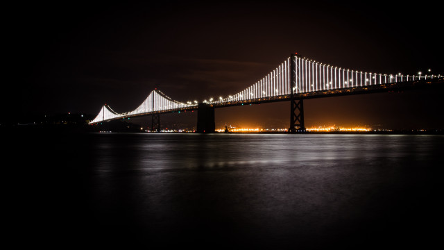 Bridge night lights city water free wallpaper for desktop - medium preview image