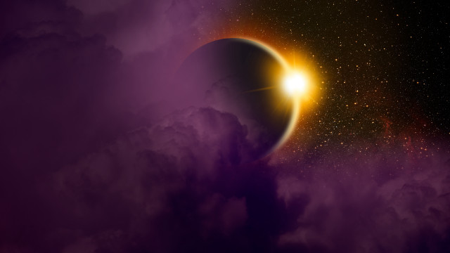 Eclipse clouds stars moon city free wallpaper for desktop - medium preview image