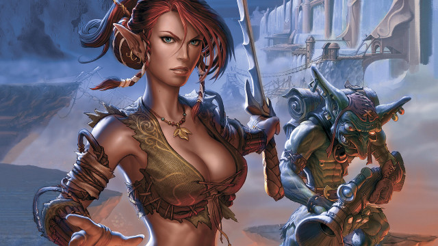 Woman bikini sword demon desert free wallpaper for desktop - medium preview image