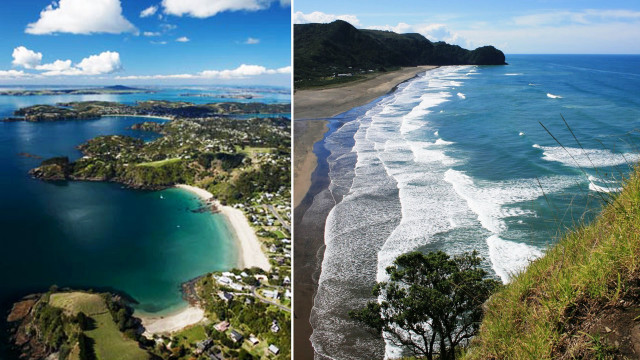 Beach water hill bridge boat free wallpaper for desktop - medium preview image