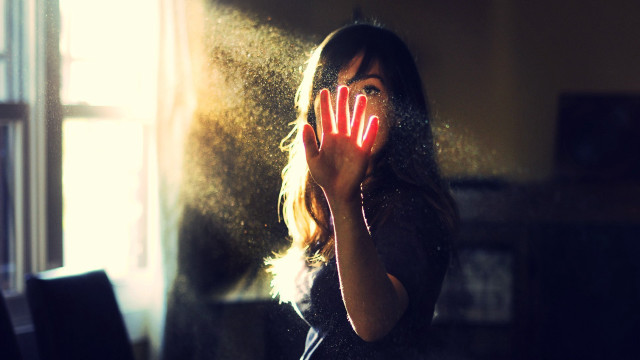 Woman hands glowing red sunlight free wallpaper for desktop - medium preview image