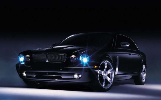 Black car two lights headlights free wallpaper for desktop - medium preview image