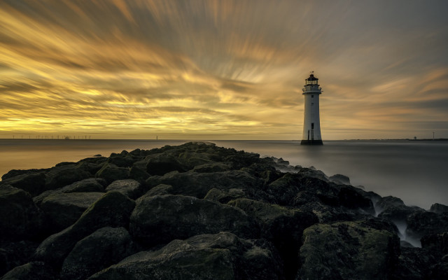 Lighthouse rocky shore cloudy sky #9 free wallpaper for desktop - medium preview image