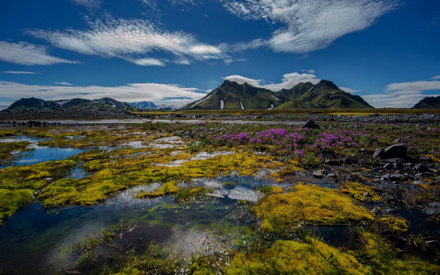 Green purple mountains clouds city free wallpaper for desktop - medium preview image