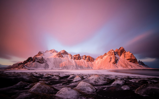 Mountain range pink sky rocks free wallpaper for desktop - medium preview image