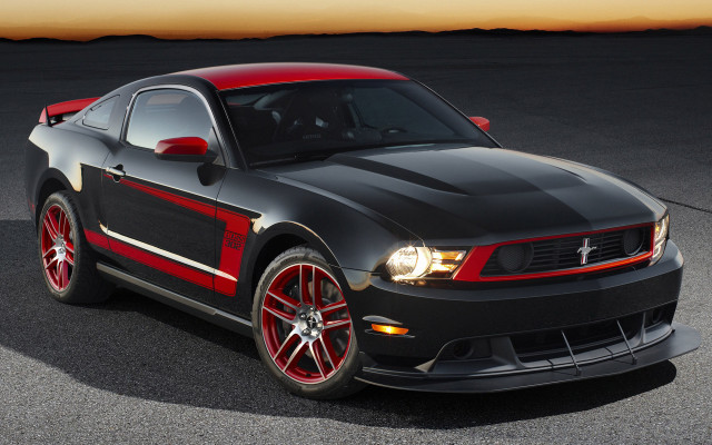 Black mustang red stripes dusk free wallpaper for desktop - medium preview image