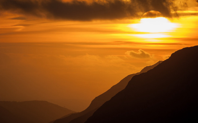 Bird sunset mountain ocean sky free wallpaper for desktop - medium preview image