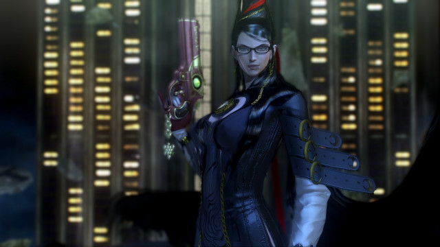 Futuristic woman celshade bodysuit cityscape free wallpaper for desktop - medium preview image