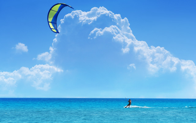 Surfboard wave ocean cloudy sky free wallpaper for desktop - medium preview image