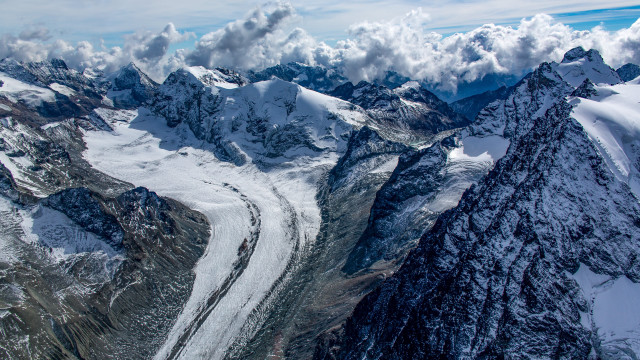 Mountain range glacier clouds plane free wallpaper for desktop - medium preview image