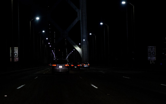 Dark night car street moon free wallpaper for desktop - medium preview image