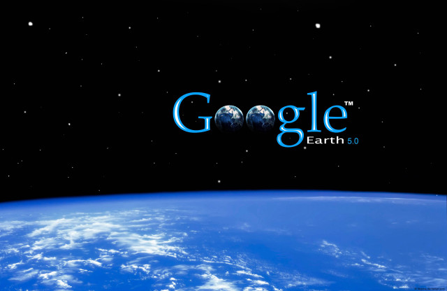 Earth google logo stars clouds free wallpaper for desktop - medium preview image