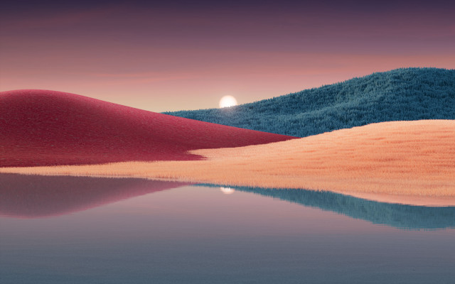 Desert lake mountain sunset cinematic free wallpaper for desktop - medium preview image