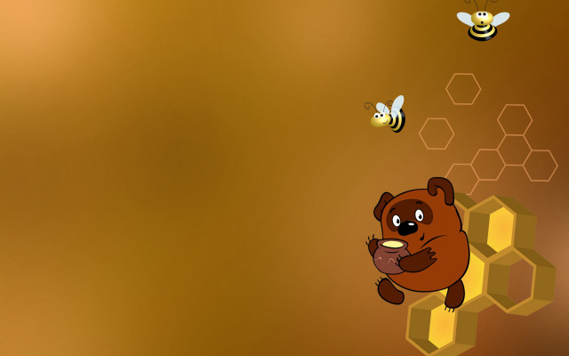 Bear bees honeycomb storybook illustration free wallpaper for desktop - medium preview image