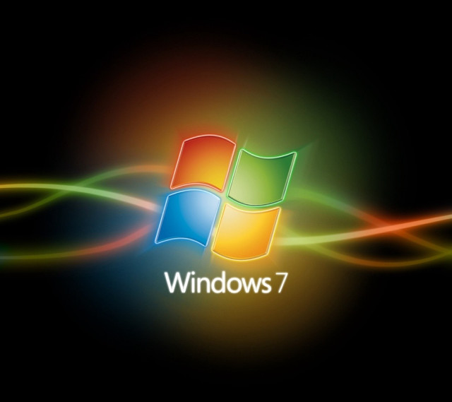 Black background windows7 logo light free wallpaper for tablet - medium preview image