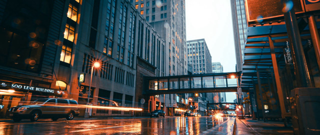 City street night bridge car free wallpaper for desktop - medium preview image