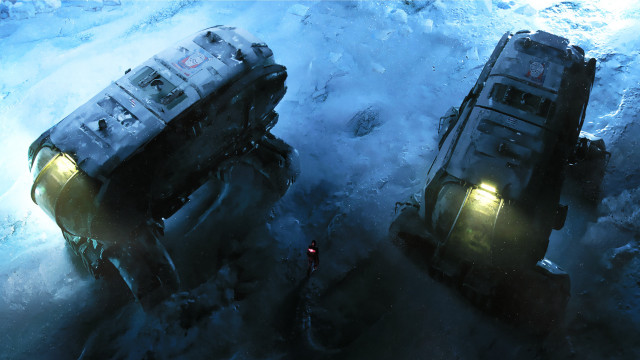 Snow military mecha vehicle space free wallpaper for desktop - medium preview image