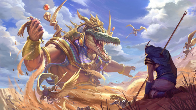 Desert dragon man sword egyptian free wallpaper for desktop - medium preview image