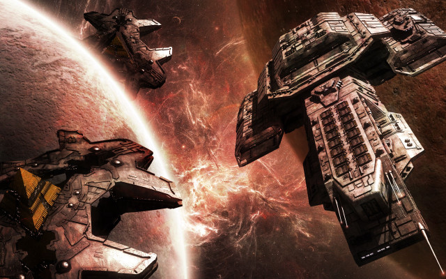 Space station galaxy planet star free wallpaper for desktop - medium preview image