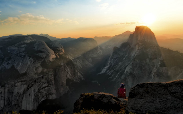 Mountain sunset solo cliff rock free wallpaper for desktop - medium preview image