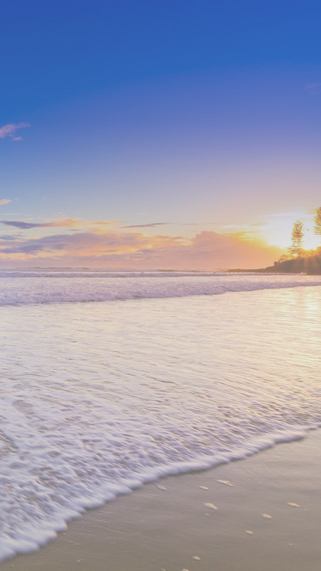 Beach surfboard sunset ocean walking free wallpaper for mobile - medium preview image